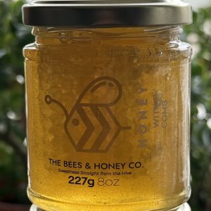 8oz cut comb in jar of honey